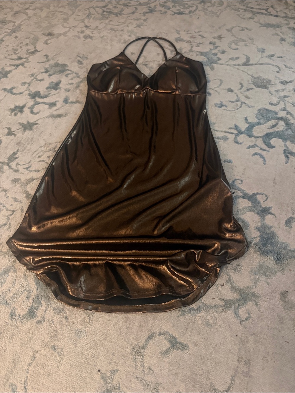 Mind Code Metallic Black Slip Camisole with Strappy Back